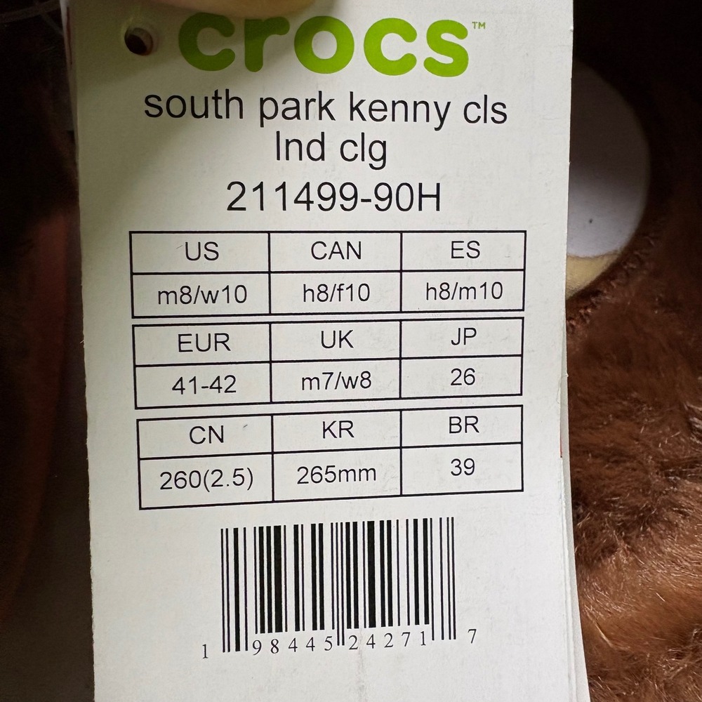 Crocs South Park Kenny Classic Lined Clog Orange 211499-90H Mens 8 Womens 10 - Picture 5 of 9